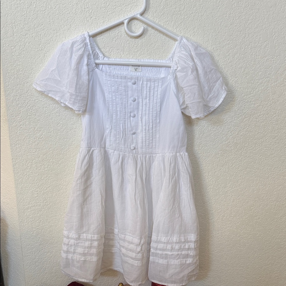 abercrombie kids White Cotton Puff Sleeve Dress